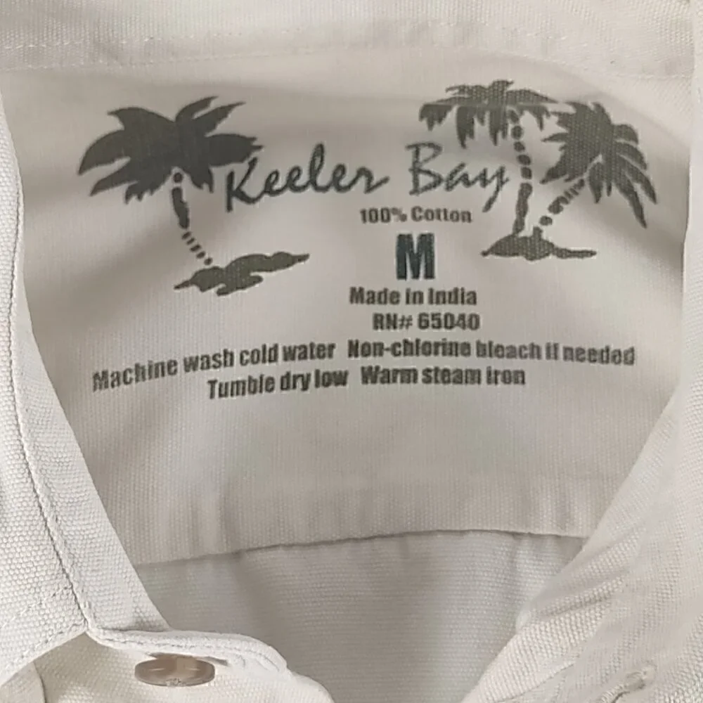 Keeler Bay Mens 100% Cotton Long Sleeve Button Down Beige Shirt Size Medium